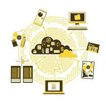 medios de almacenamiento en la nube vector