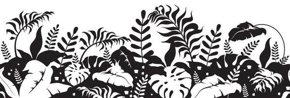 Tropical plants black silhouettes vector