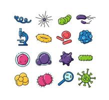 Bacteria color icons set vector