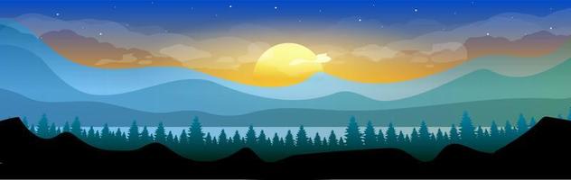 Sunrise in woodland vector