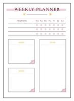 Cute weekly planner minimalist planner page design vector