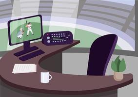 Sports commentator workplace vector