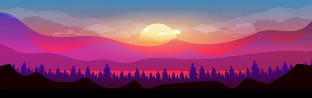 puesta de sol en las montañas vector