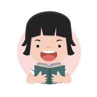 Little Girl Reading A Book vector