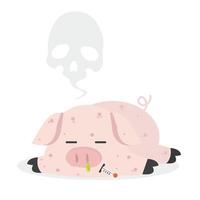 Sick Pig With Swine Flu vector