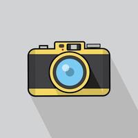vintage camera Flat design vector  with long shadow