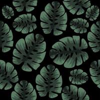 Green seamless tropical leaves pattern