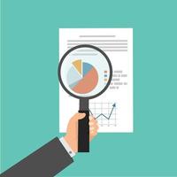 hand Magnifying glass data analysis vector