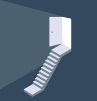 Light from the open door staircase concept vector