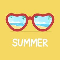 Reflection of  beach in sunglasses summer vector