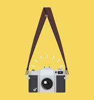 Hanging Old Camera  in a Flat Style With Strap vector