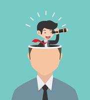 businessman with a telescope on head concept vector