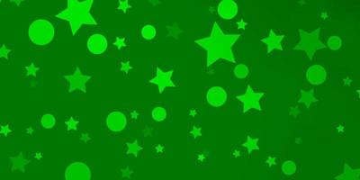 Light Green background with circles, stars. vector