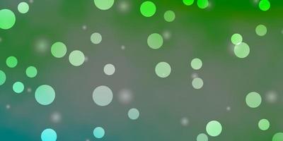 Light Green background with circles, stars. vector