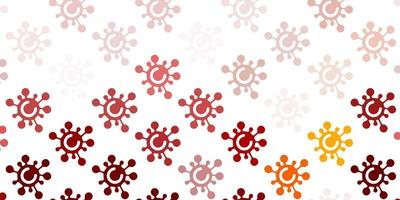 Light Red, Yellow backdrop with virus symbols. vector