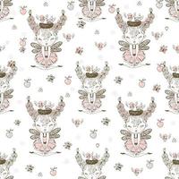 Seamless pattern with cute forest fairies vector