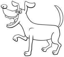 Cartoon playful dog character coloring book page vector