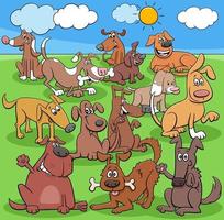 grupo de personajes de perros y cachorros de dibujos animados vector