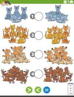 Greater less or equal educational task with pets vector