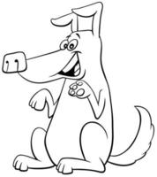 Cartoon playful comic dog coloring book page vector