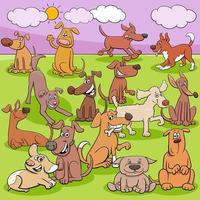 Cartoon dogs and puppies funny characters group