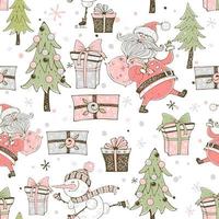 Santa Claus with gifts and Christmas trees vector