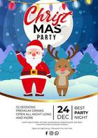 Christmas Party Event Poster Design With Cute Santa Claus vector