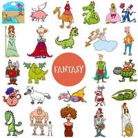 Cartoon fantasy and fairy tale characters large set vector