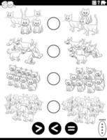 Greater less or equal task coloring page vector