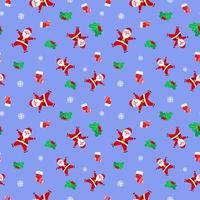 Christmas Cute Happy Santa Claus Cherry Sock Purple Pattern For Wrapping Paper vector