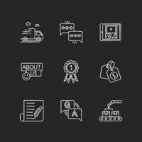 Social media presence chalk white icons set vector