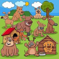 Cartoon dogs and puppies characters group vector