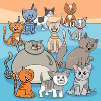 Happy cats group cartoon