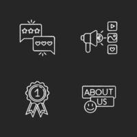 Corporate social media chalk white icons set vector