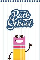 Kawaii school supplies characters for back to school vector