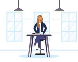 Young woman seated in a restaurant vector