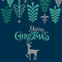 Merry Christmas retro folk pine tree web template vector