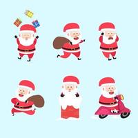 conjunto de paquete de dibujos animados de personaje de actividad de santa clause vector