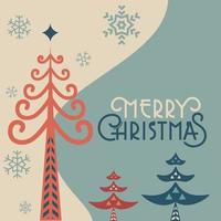 Merry Christmas retro folk pine tree web template vector