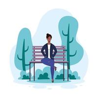 Young woman sitting on the park chair vector