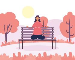 Woman practicing yoga in the park vector