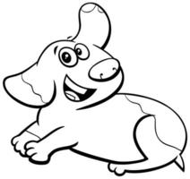 Happy puppy character coloring book page