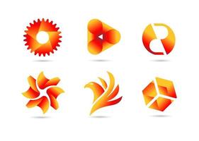 Various gold and red gradient logo collection vector