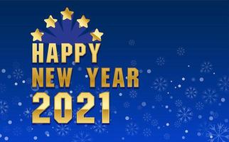 Happy New Year 2021 design with snowflakes vector