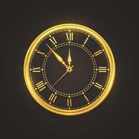 Golden shiny watch with Roman numeral vector