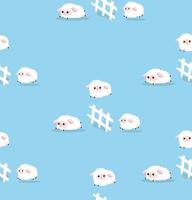 Cute sheeps jumping with the fence pattern vector