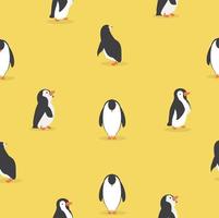 Cute penguin characters in different poses pattern vector