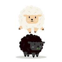 Sheep jumping over black sheep vector