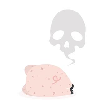 cerdo muerto con nube de calavera vector