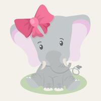 lindo bebé elefante con lazo grande vector